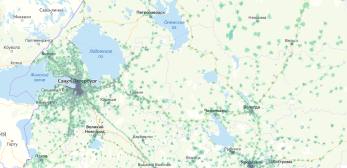 Зона покрытия МТС на карте Североуральск 
